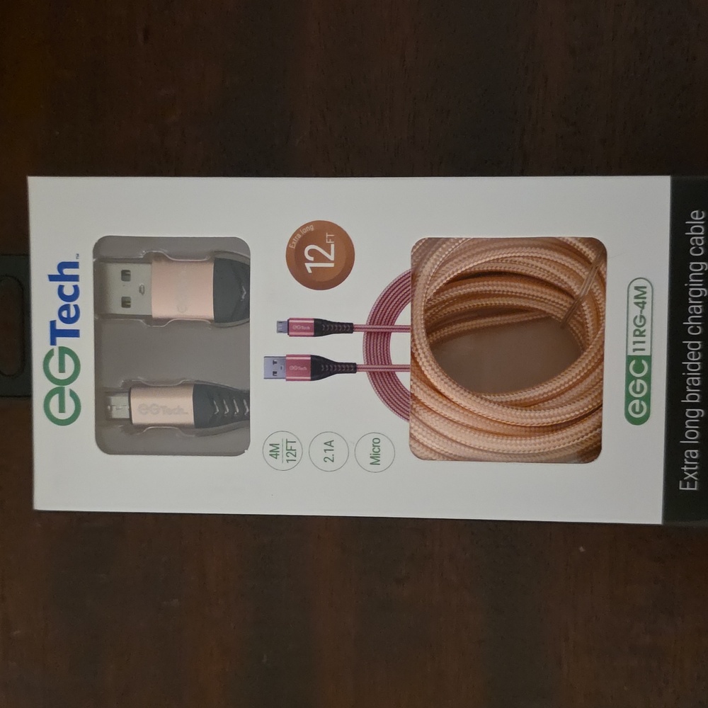 Micro Pink Extra Long Braided Charging Cable 12 Foot